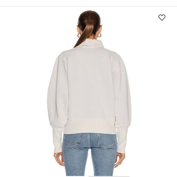 AGOLDE Extended Rib Balloon Sleeve Turtleneck Cream Sweatshirt Women's Size XS - Picture 2 of 9